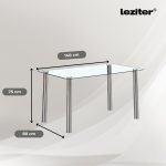 Berna 140 cm szögletes üveg étkezőasztal