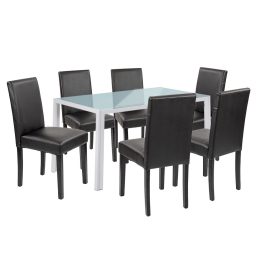 Mira 6+1 étkező garnitúra fehér-fekete