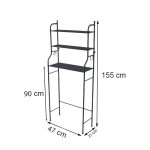 Fürdőszobai polc wc fölé, többszintes, fekete