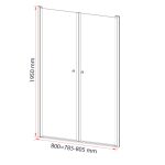 Saloon 80x195 cm kétszárnyú zuhanyajtó