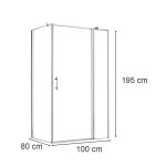 Simple 80x100 cm nyílóajtós aszimmetrikus zuhanykabin zuhanytálca nélkül