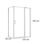 Simple 80x120 cm nyílóajtós aszimmetrikus zuhanykabin zuhanytálca nélkül