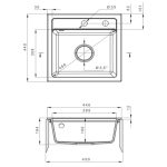 Nia szögletes egy medencés gránit mosogató szifonnal fekete