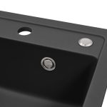 Nia szögletes egy medencés gránit mosogató szifonnal fekete