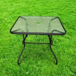 Vella fémvázas üveg kerti asztal
