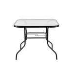 Vella fémvázas üveg kerti asztal