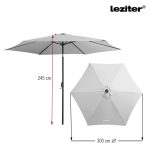 Solari kerti napernyő led lámpával szürke 300 cm