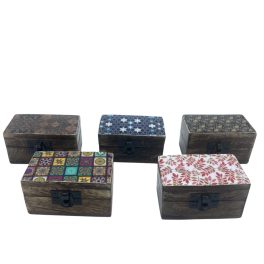 Fa Gyógyszerdoboz 9x5x4cm - Mintás Bevonat - vegyes