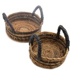 Banánlevél és fekete raffia kosarak- 2 darabos szett
