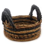 Banánlevél és fekete raffia kosarak- 2 darabos szett