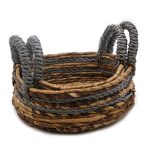 Banánlevél és szürke raffia kosarak- 2 darabos szett