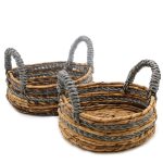 Banánlevél és szürke raffia kosarak- 2 darabos szett