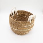 Nagy pamut és tengerifű kosarak – csíkos – 3 darabos szett