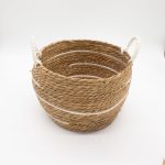 Nagy pamut és tengerifű kosarak – csíkos – 3 darabos szett