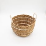 Nagy pamut és tengerifű kosarak – csíkos – 3 darabos szett
