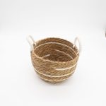 Nagy pamut és tengerifű kosarak – csíkos – 3 darabos szett