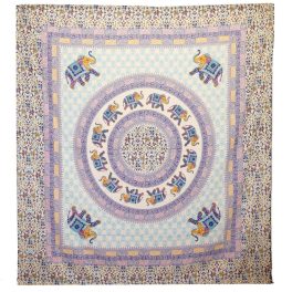   Ágytakaró / Falidísz  - Elefánt Mandala - Türkiz, Kék és Krém