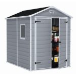 Keter MANOR 6 x 8 DD kerti tároló szürke / fehér, padlóval