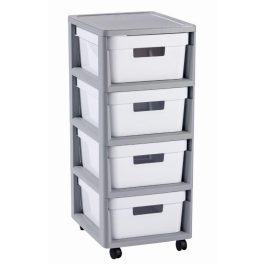 Curver Infinity 4x11L fiókos polc, szürke-fehér