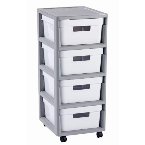 Curver Infinity 4x11L fiókos polc, szürke-fehér