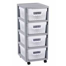 Curver Infinity Dots 4x11L fiókos polc, fehér-szürke