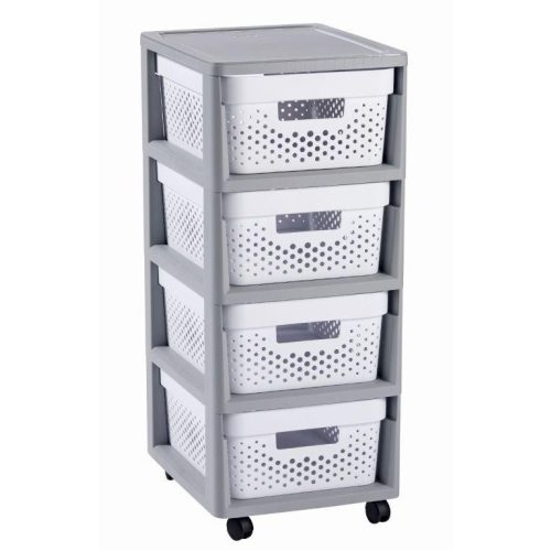 Curver Infinity Dots 4x11L fiókos polc, fehér-szürke