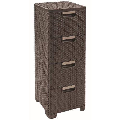 Curver Style 4x14L fiókos polc, sötétbarna