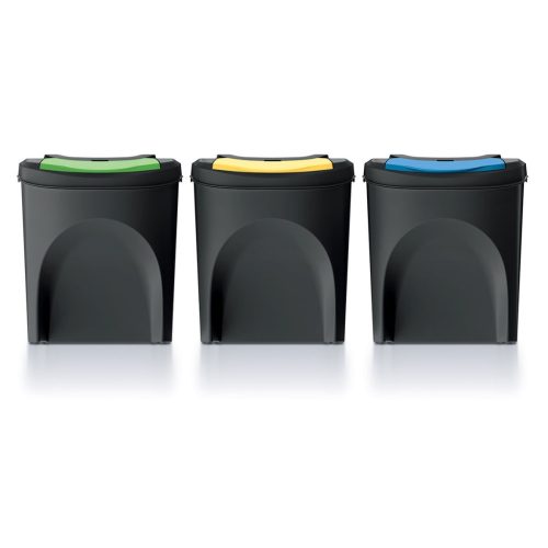 Prosperplast SORTIBOX 3 x 25 l hulladékgyűjtő , újrahasznosítható fekete