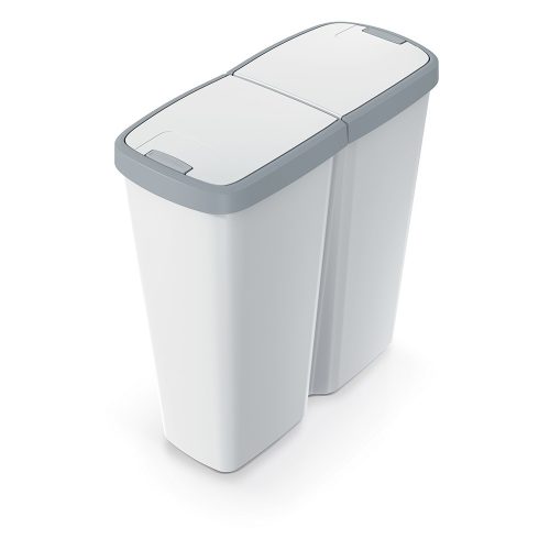 Hulladékgyűjtő Prosperplast COMPACTA Q DUO, 50 l hamu színben, világosszürke fedéllel