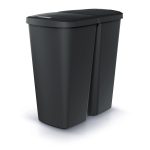Hulladékgyűjtő Prosperplast COMPACTA Q DUO , 45 l újrahasznosított fekete, fekete fedéllel