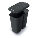 Hulladékgyűjtő Prosperplast COMPACTA Q DUO , 45 l újrahasznosított fekete, fekete fedéllel