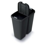 Hulladékgyűjtő Prosperplast COMPACTA Q DUO , 45 l újrahasznosított fekete, fekete fedéllel