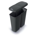 Hulladékgyűjtő Prosperplast COMPACTA Q DUO,  50 l újrahasznosított fekete, fekete fedéllel