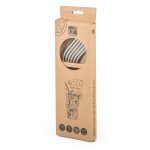 G21 BeEco Party fém szívószál, 6db ezüst, ívelt + tisztítókefe