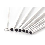 G21 BeEco Party fém szívószál, 6db ezüst, ívelt + tisztítókefe