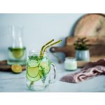 G21 BeEco Party fém szívószálak 6 db színes, hajlított + tisztító kefe