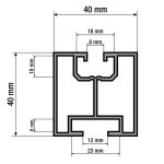 G21 alumínium profil 40x40 mm kalapácsfejű csavarhoz és speciális kőhöz, 6 m