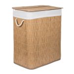 G21-es 105 literes szennyeskosár elválasztókkal, rattan utánzat, fehér betéttel