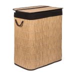 G21-es 105 literes szennyeskosár elválasztókkal, rattan utánzat, barna betéttel