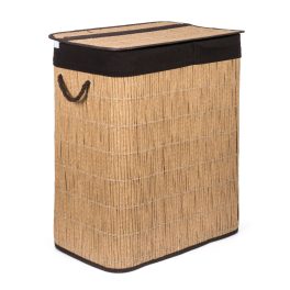   G21-es 105 literes szennyeskosár elválasztókkal, rattan utánzat, barna betéttel