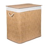 G21-es 150 literes szennyeskosár elválasztókkal, rattan utánzat, fehér betéttel