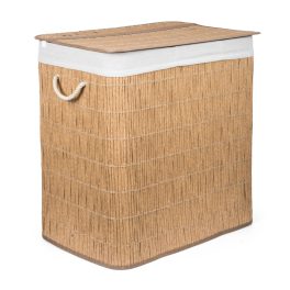   G21-es 150 literes szennyeskosár elválasztókkal, rattan utánzat, fehér betéttel