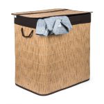 G21-es 150 literes szennyeskosár elválasztókkal, rattan utánzat, barna betéttel