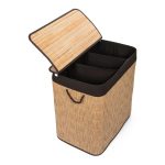 G21-es 150 literes szennyeskosár elválasztókkal, rattan utánzat, barna betéttel