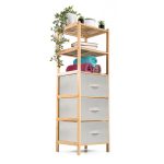 Bambusz állvány G21 5 kosárral, bézs színű