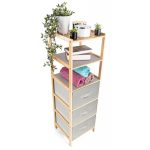 Bambusz állvány G21 5 kosárral, bézs színű