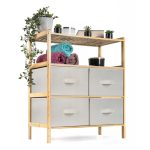 Bambusz polc G21 6 kosárral, bézs színű