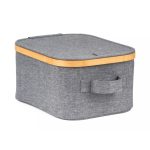 Tárolódoboz G21 24 x 30 x 15 cm, bambusz fedéllel, szürke