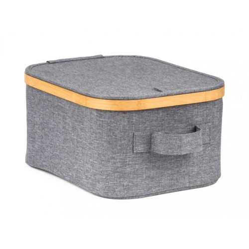 Tárolódoboz G21 24 x 30 x 15 cm, bambusz fedéllel, szürke