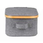 Tárolódoboz G21 24 x 30 x 15 cm, bambusz fedéllel, szürke